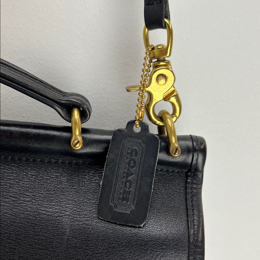 Vintage Coach Willis 9927 Top Handle Satchel Bag Crossbody Black Brass USA Made - Picture 7 of 15
